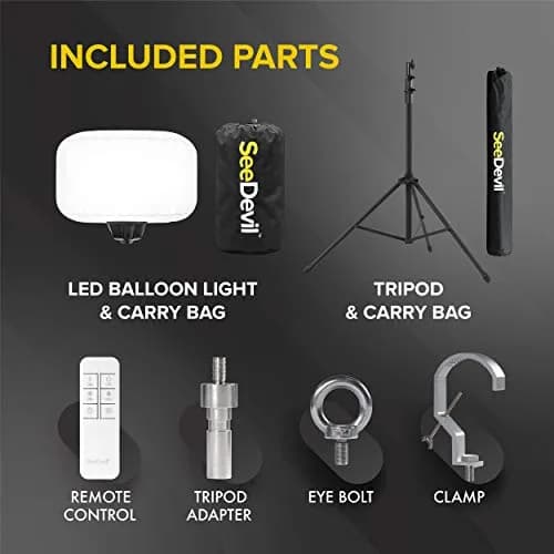 SeeDevil 150 Watt LED Balloon Light Kit | 19,500 Lumens, 6.5 Ft Tripod, Dimmable, Indoor/Outdoor, Portable thumbnail 4