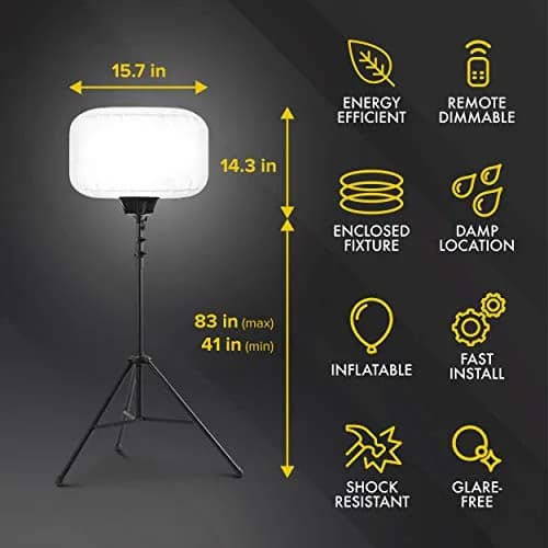 SeeDevil 150 Watt LED Balloon Light Kit | 19,500 Lumens, 6.5 Ft Tripod, Dimmable, Indoor/Outdoor, Portable thumbnail 3