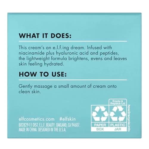 e.l.f. SKIN Holy Hydration Face Cream with Hyaluronic Acid, Niacinamide & Peptides 52ml (1.76 Fl Oz) | Nourishing & Plumping Moisturizer thumbnail 7