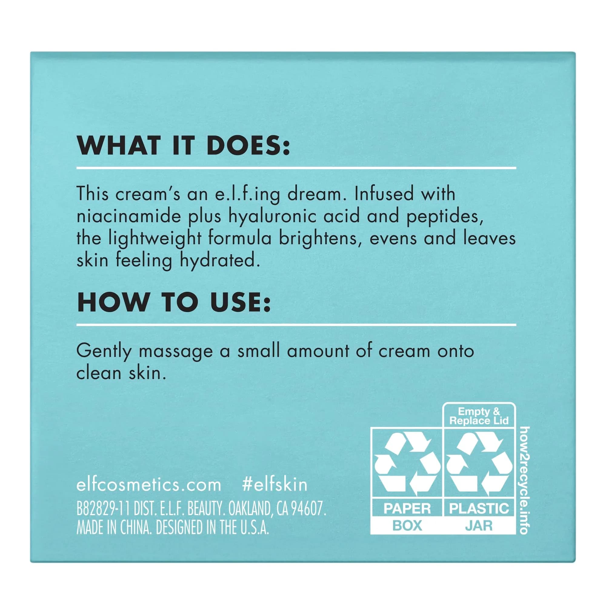 e.l.f. SKIN Holy Hydration Face Cream with Hyaluronic Acid, Niacinamide & Peptides 52ml (1.76 Fl Oz) | Nourishing & Plumping Moisturizer - view 7