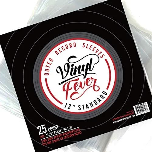 Vinyl Fever Record Sleeves [25 Pack] - Crystal Clear Outer Album Covers - Durable 3 Mil Thick Polypropylene Vinyl Sleeves for 12 Inch Lps and Archival Album Storage | 12.75"x12.75" Perfect Fit Sleeves thumbnail 1