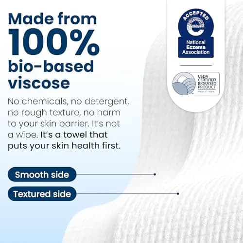 Clean Skin Club Clean Towels XL® Disposable Face Towels 300 Ct (6 Packs of 50 Ct) | USDA Biobased & Eczema Association Accepted thumbnail 7