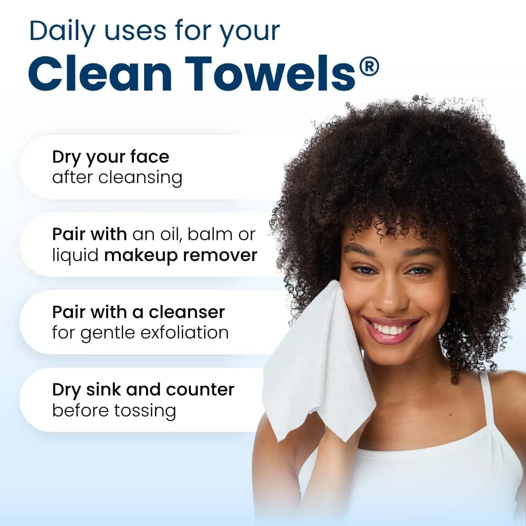 Clean Skin Club Clean Towels XL® Disposable Face Towelettes, 300 Ct Total | USDA Biobased Makeup Remover Dry Wipes - view 9