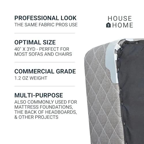 House2Home Upholstery Underlining Fabric Dust Cover 102 cm (40in) x 2.74 m (3yd) | Professional Finish for Furniture Undersides thumbnail 3