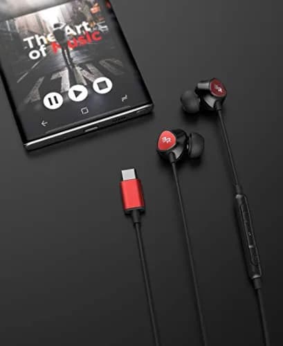 Bolle & Raven Thore USB Type C Earbuds | in Ear Wired Headphones with Microphone Remote | for S21 / S22 / S23 / S24 / S25 Ultra, Pixel 4/5 XL/6/6a/7/8 Pro, iPad Pro - Red thumbnail 3