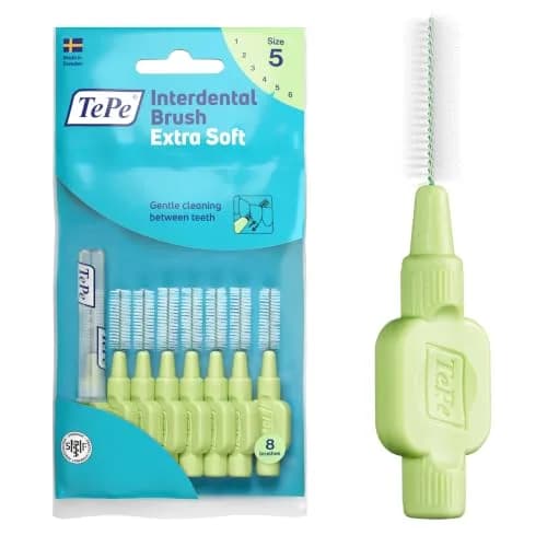 TePe Extra Soft Interdental Brush 0.8mm (Size 5) | Supersoft Filaments for Large Gaps thumbnail 1