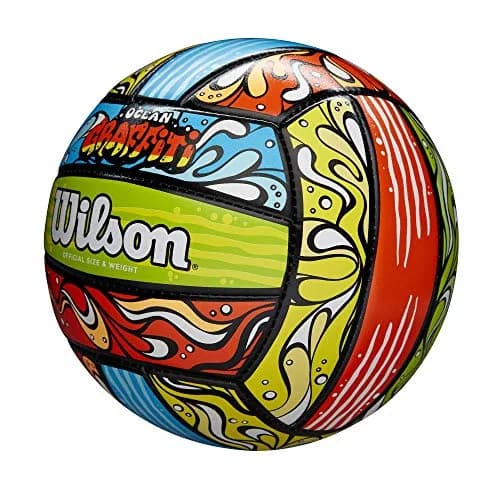 WILSON Ocean Graffiti Outdoor Recreation Volleyball - Official Size 5, 450g (0.99lb) | Machine-Sewn Composite Leather thumbnail 2