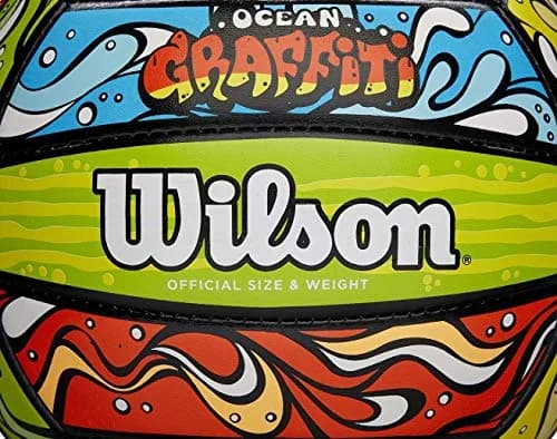 WILSON Ocean Graffiti Outdoor Recreation Volleyball - Official Size 5, 450g (0.99lb) | Machine-Sewn Composite Leather thumbnail 3