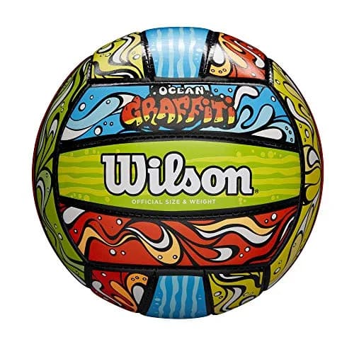 WILSON Ocean Graffiti Outdoor Recreation Volleyball - Official Size 5, 450g (0.99lb) | Machine-Sewn Composite Leather - main product image