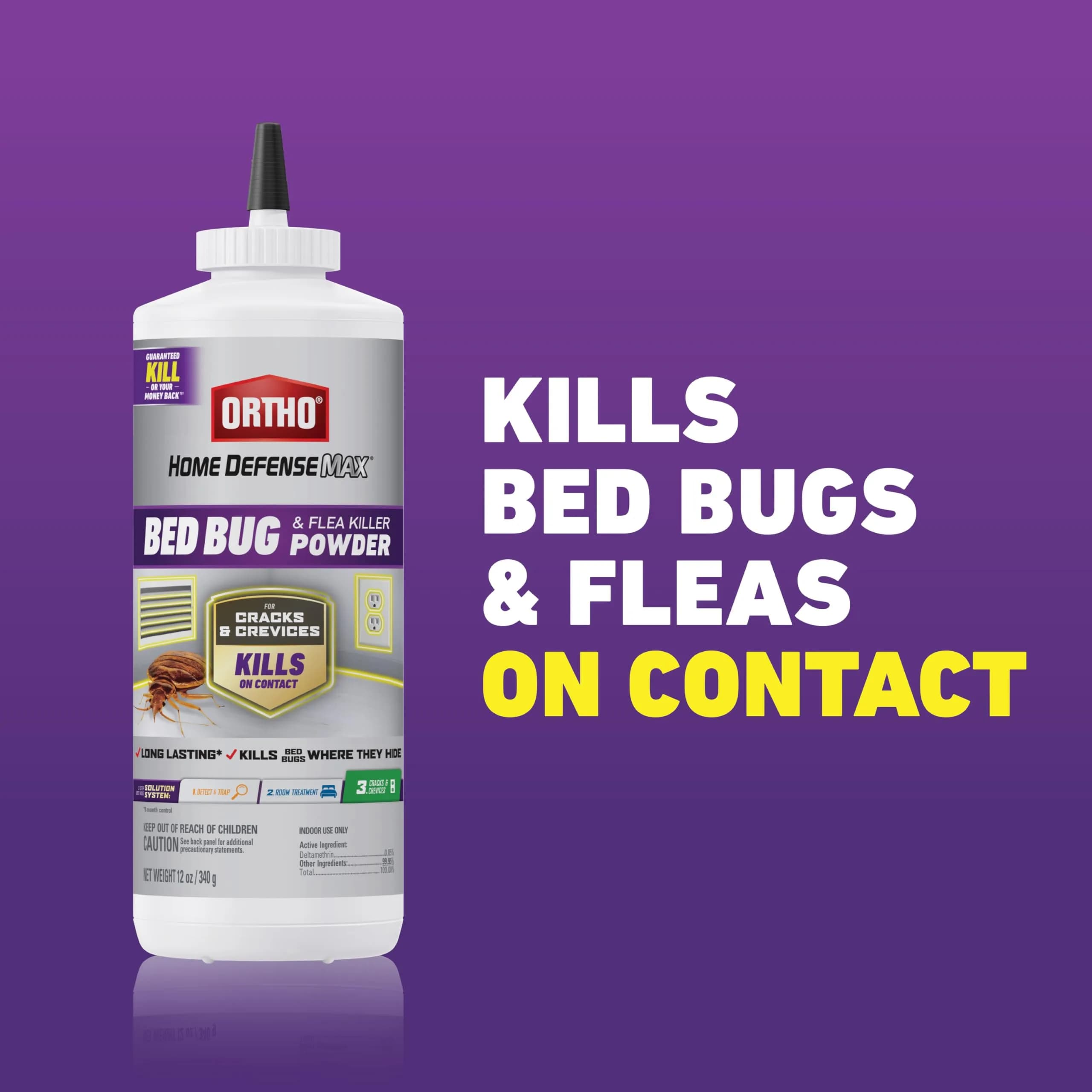 Ortho Home Defense Max Bed Bug & Flea Killer Powder, 340g (12 oz) | Long-Lasting Insect Control - view 2
