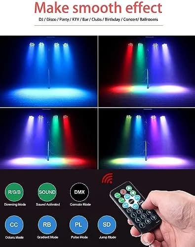 Litake 36 LED Stage Lights | Sound Activated DJ Par Lights for Events & Weddings thumbnail 4