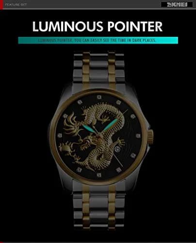 Gosasa Men Luxury Gold Chinese Dragon Carved Dial Diamond Quartz Watch Waterproof 46mm thumbnail 4