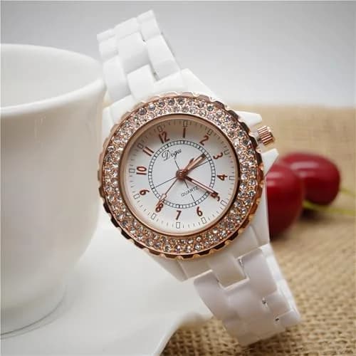 MASTOP Women's Quartz Watch | Swarovski Crystal, Waterproof Ceramic, Gold thumbnail 3