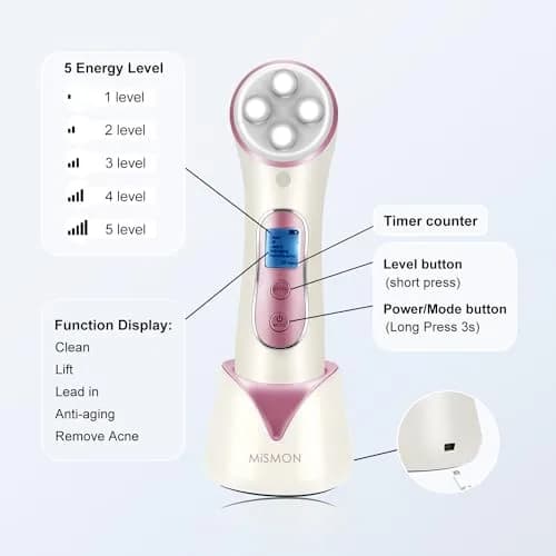 MiSMON High Frequency Facial Machine Light Theraphy Micro-Current Device, 5 in 1 Multifunctional Facial Massager for Face | Skin Care & Light Therapy thumbnail 2