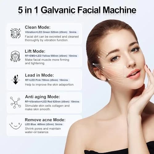 MiSMON High Frequency Facial Machine Light Theraphy Micro-Current Device, 5 in 1 Multifunctional Facial Massager for Face | Skin Care & Light Therapy thumbnail 3
