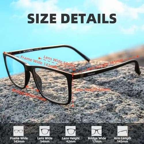 Bauhaus Magnetic Clip-On Sunglasses 5-in-1 Set | Polarized UV Retro Square Eyeglasses Fit Over thumbnail 5