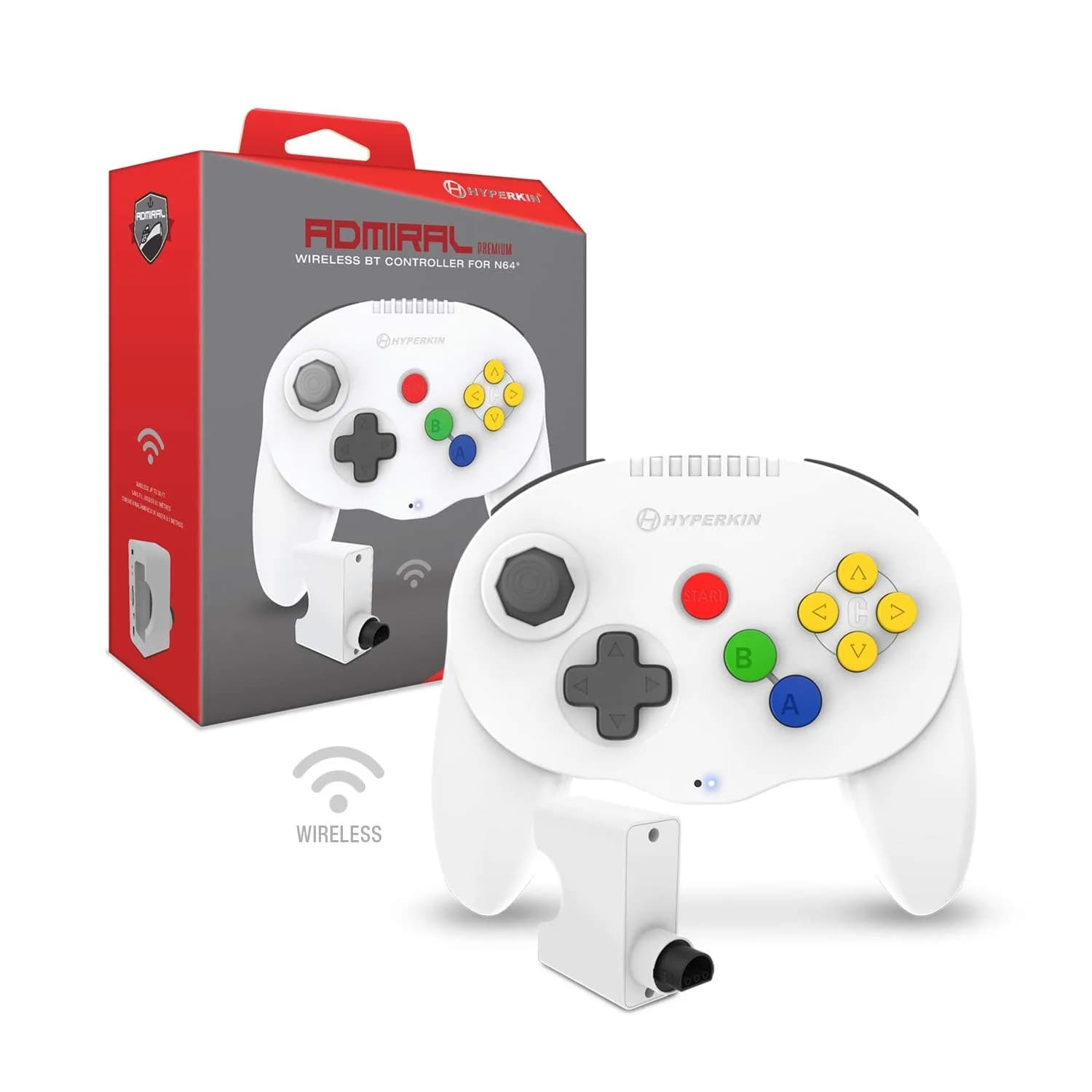 Hyperkin Admiral Premium BT Controller for Nintendo 64 Amethyst Purple | Wireless, Ergonomic & Compatible with PC/Mac/Android — White