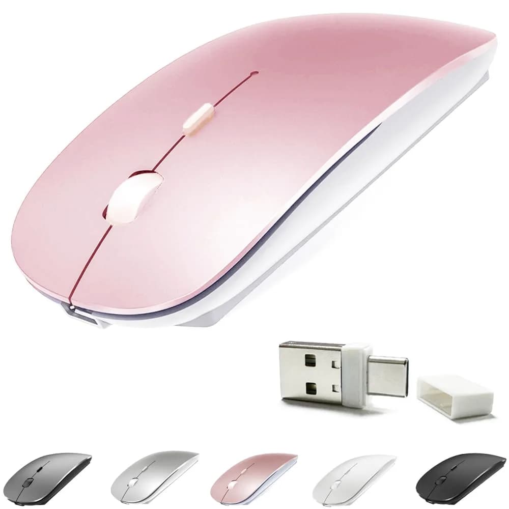 KLO Rechargeable Wireless Mouse - Rose Gold, Bluetooth 5.2/3.0, Type-C & 2.4G USB - main product image