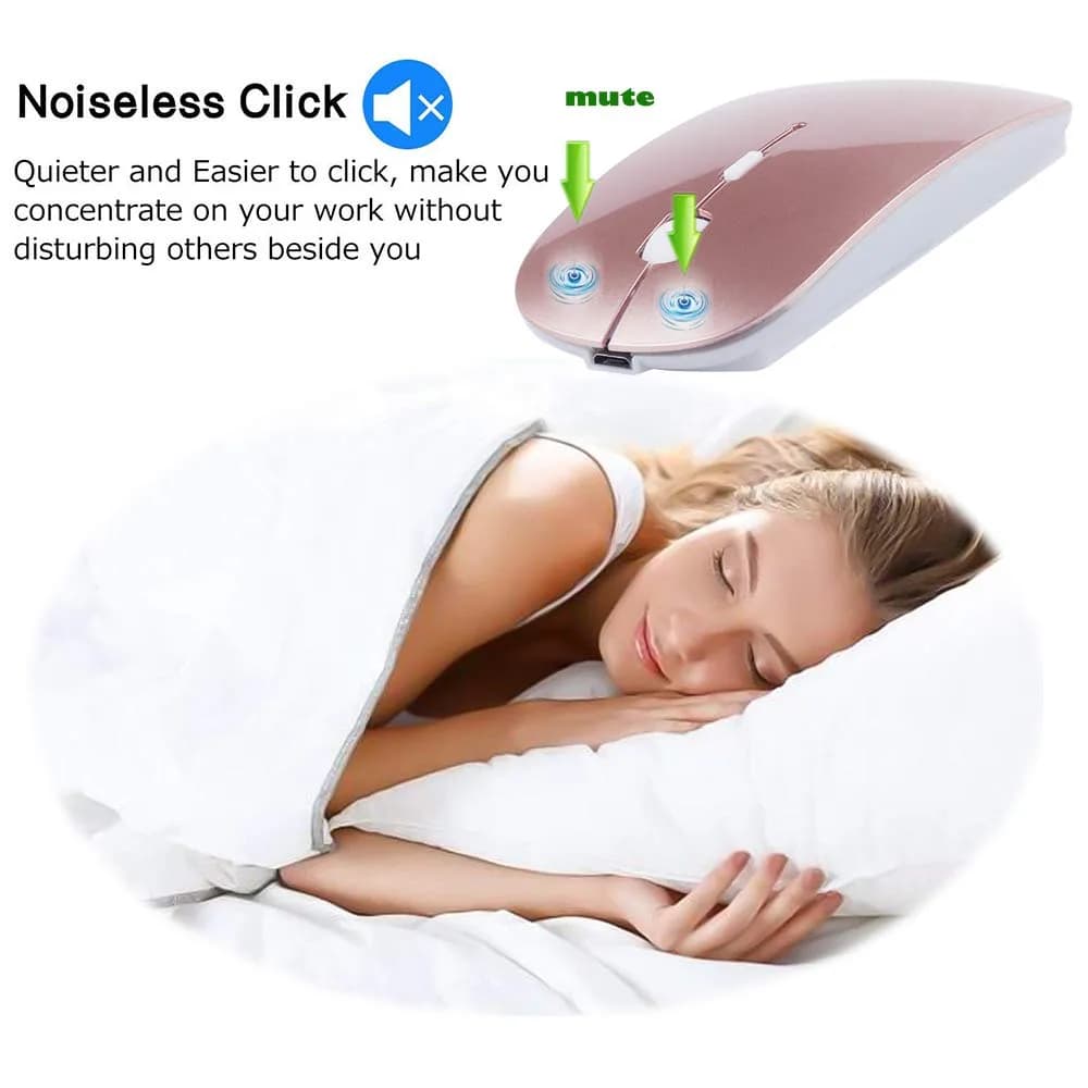 KLO Rechargeable Wireless Mouse - Rose Gold, Bluetooth 5.2/3.0, Type-C & 2.4G USB - view 3