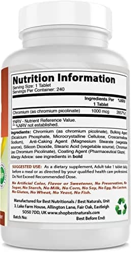 Best Naturals Chromium Picolinate 1000 mcg | Supports Metabolism & Blood Sugar (100-120 chars) thumbnail 7