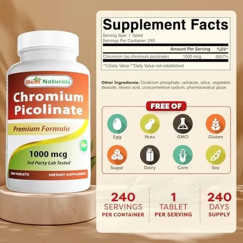 Best Naturals Chromium Picolinate 1000 mcg | Supports Metabolism & Blood Sugar (100-120 chars) thumbnail 2