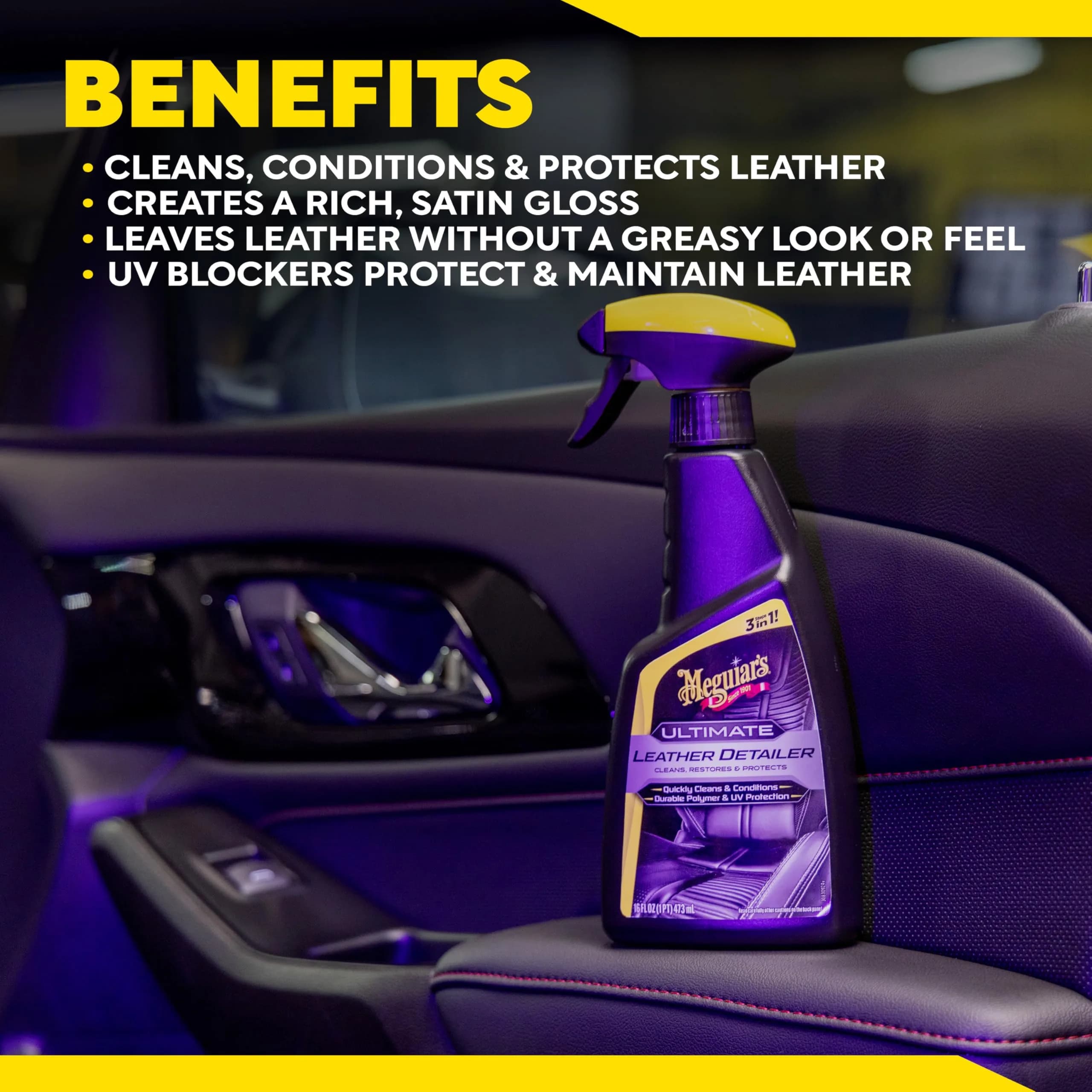 Meguiar's Ultimate Leather Detailer 473ml (16 Oz) | Cleans, Conditions & Protects Leather - view 7