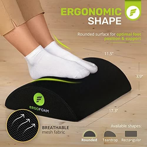 ErgoFoam Ergonomic Foot Rest for Under Desk at Work - Black Mesh | 44cm (17.3") thumbnail 8