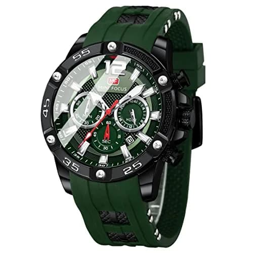 MF MINI FOCUS Men's Chronograph Watch with Red Silicone Strap | Japanese Quartz Movement thumbnail 1