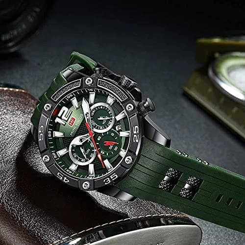 MF MINI FOCUS Men's Chronograph Watch with Red Silicone Strap | Japanese Quartz Movement thumbnail 2