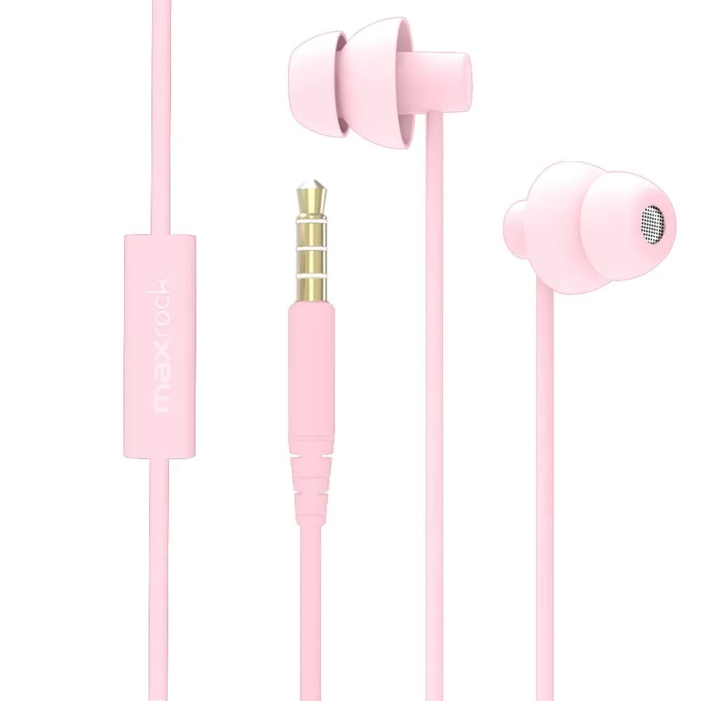 MAXROCK Sleep Earbuds with Soft Silicon Headphones Light Pink | Noise Isolating, Comfortable for Sleep & Sports — Light Pink
