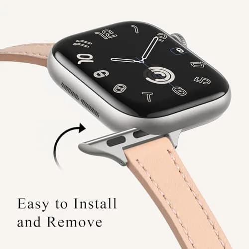STIROLL Slim Leather Band Compatible with Apple Watch Series 12/11/10/9/8/7/SE 38mm-42mm | Elegant Small Wrist Strap thumbnail 4