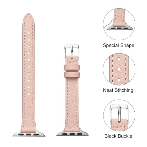 STIROLL Slim Leather Band Compatible with Apple Watch Series 12/11/10/9/8/7/SE 38mm-42mm | Elegant Small Wrist Strap thumbnail 9