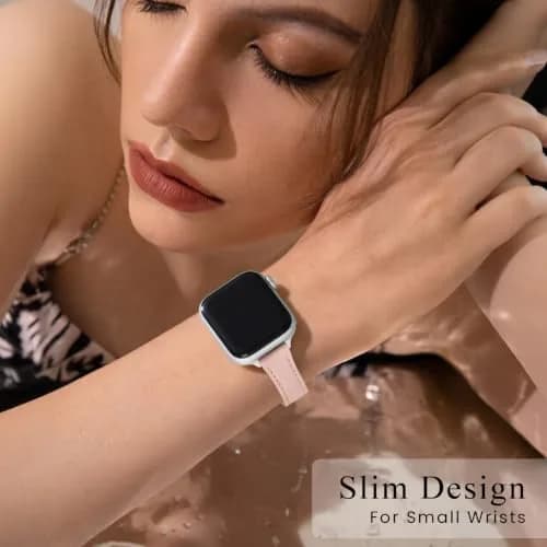 STIROLL Slim Leather Band Compatible with Apple Watch Series 12/11/10/9/8/7/SE 38mm-42mm | Elegant Small Wrist Strap thumbnail 2