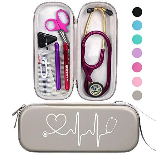 BOVKE Travel Carrying Case Compatible with 3M Littmann Classic III, Lightweight II S.E, MDF Acoustica Deluxe Stethoscopes – Extra Room for Accessories, Grey | Portable & Durable thumbnail 1