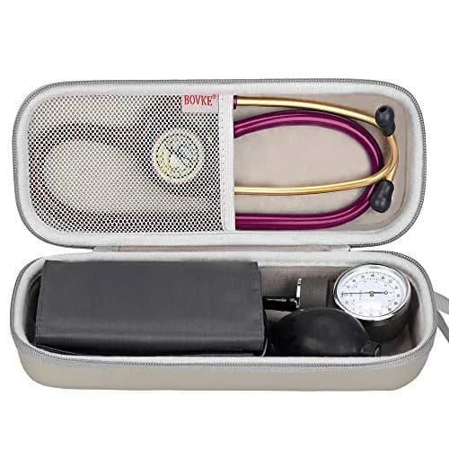 BOVKE Travel Carrying Case Compatible with 3M Littmann Classic III, Lightweight II S.E, MDF Acoustica Deluxe Stethoscopes – Extra Room for Accessories, Grey | Portable & Durable thumbnail 2