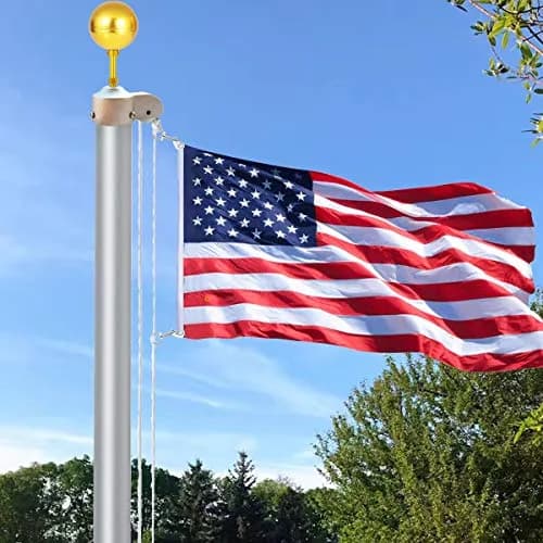 EKEV Flag Pole Repair Kit with Gold Ball, 50ft Rope & Cleat for 2.5" OD Tube | Outdoor Decor for Homes & Businesses thumbnail 5