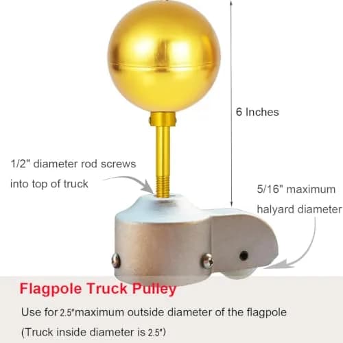 EKEV Flag Pole Repair Kit with Gold Ball, 50ft Rope & Cleat for 2.5" OD Tube | Outdoor Decor for Homes & Businesses thumbnail 6