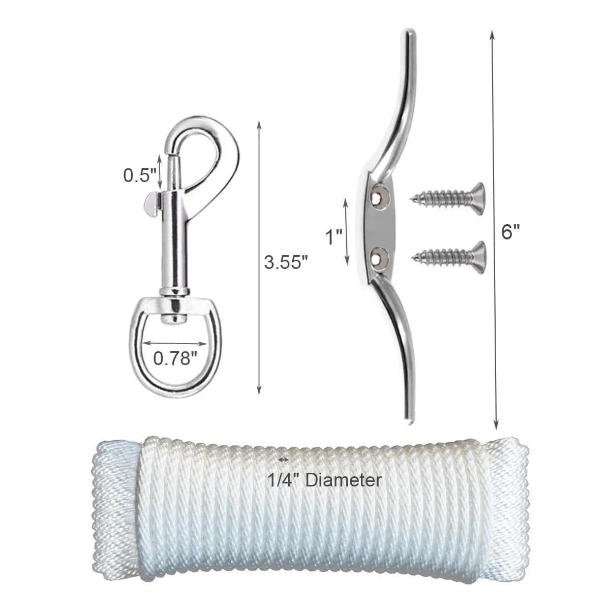 EKEV Flag Pole Repair Kit with Gold Ball, 50ft Rope & Cleat for 2.5" OD Tube | Outdoor Decor for Homes & Businesses - view 3