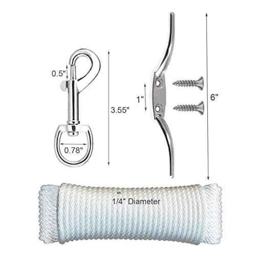 EKEV Flag Pole Repair Kit with Gold Ball, 50ft Rope & Cleat for 2.5" OD Tube | Outdoor Decor for Homes & Businesses thumbnail 3