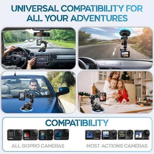 MiPremium Car Suction Cup Mount for GoPro Hero 13 12 11 10 9 8 7 6 5 4 3 | Strong hold, 360° rotation, waterproof thumbnail 8