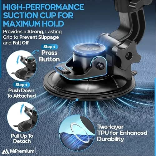 MiPremium Car Suction Cup Mount for GoPro Hero 13 12 11 10 9 8 7 6 5 4 3 | Strong hold, 360° rotation, waterproof thumbnail 3