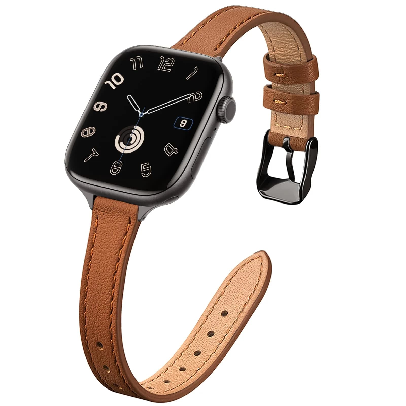 STIROLL Slim Leather Band Compatible with Apple Watch Series 12/11/10/9/8/7/SE 38mm-42mm | Elegant Women's Strap
