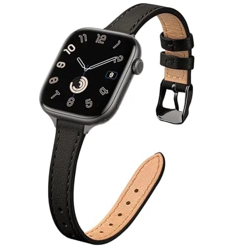 STIROLL Slim Leather Band Compatible with Apple Watch Series 12/11/10/9/8/7/SE 38/40/41/42mm | Elegant & Feminine thumbnail 1