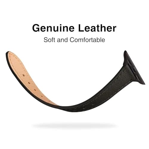 STIROLL Slim Leather Band Compatible with Apple Watch Series 12/11/10/9/8/7/SE 38/40/41/42mm | Elegant & Feminine thumbnail 3