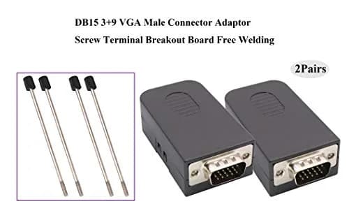 AAOTOKK VGA Screw Terminal Block Adapter DB15 Male to 16-Pin Female Connector with Case (2-Pack, Black) | Connects VGA to Screw Terminals thumbnail 5