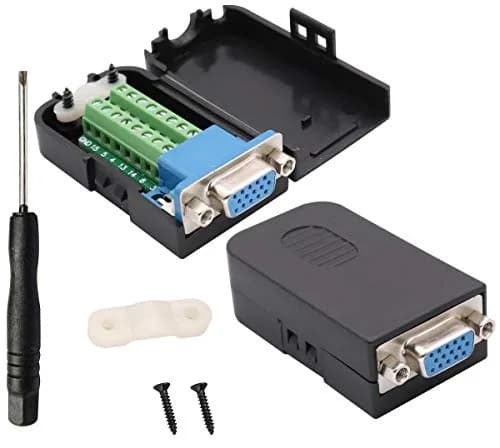 AAOTOKK VGA Screw Terminal Block Adapter Female to Female 15+1 Pin 2-Pack | Connects VGA Devices to Screw Terminals thumbnail 1