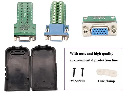 AAOTOKK VGA Screw Terminal Block Adapter Female to Female 15+1 Pin 2-Pack | Connects VGA Devices to Screw Terminals thumbnail 3