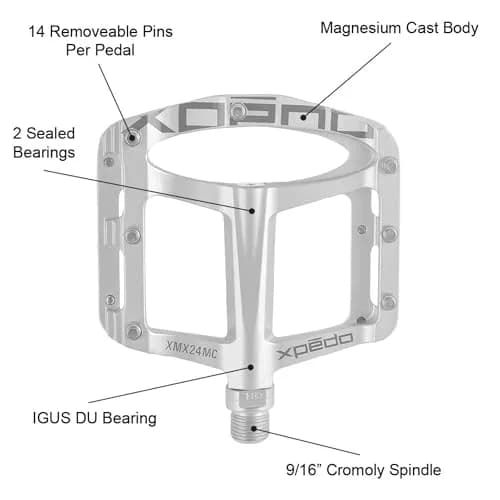 Xpedo Spry Flat Bike Pedals 101x106mm | Ultralight Magnesium, Blue Ray, 28 Pins thumbnail 6