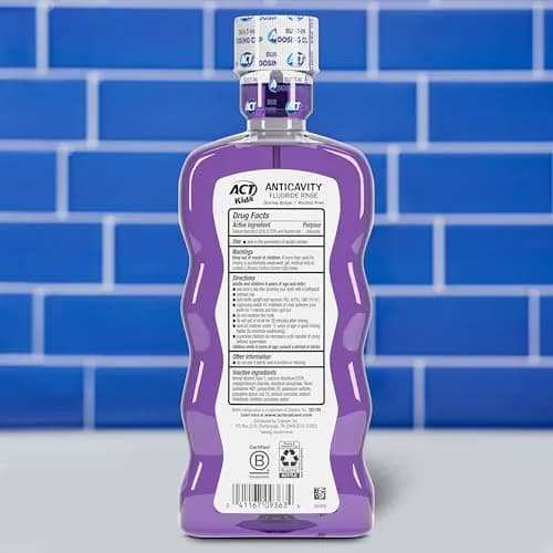 ACT Kids Anticavity Fluoride Rinse Groovy Grape 16.9 fl. oz. | Alcohol-Free Kids Mouthwash with Accurate Dosing Cup thumbnail 2