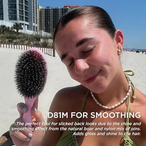 Denman Boar Bristle Hair Brush Pink Crush D81M | Smoothing, Shine, Detangling for All Hair Types thumbnail 4